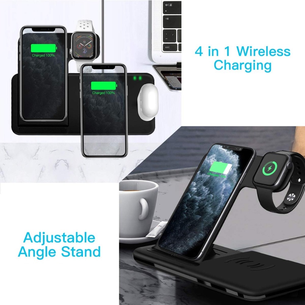 Foldable Fast Wireless Charger Stand For Phone and Watch Foldable Fast Wireless Charger Stand For Phone and Watch