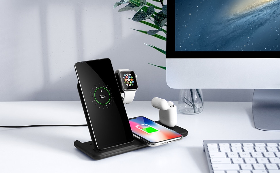 Foldable Fast Wireless Charger Stand For Phone and Watch Foldable Fast Wireless Charger Stand For Phone and Watch