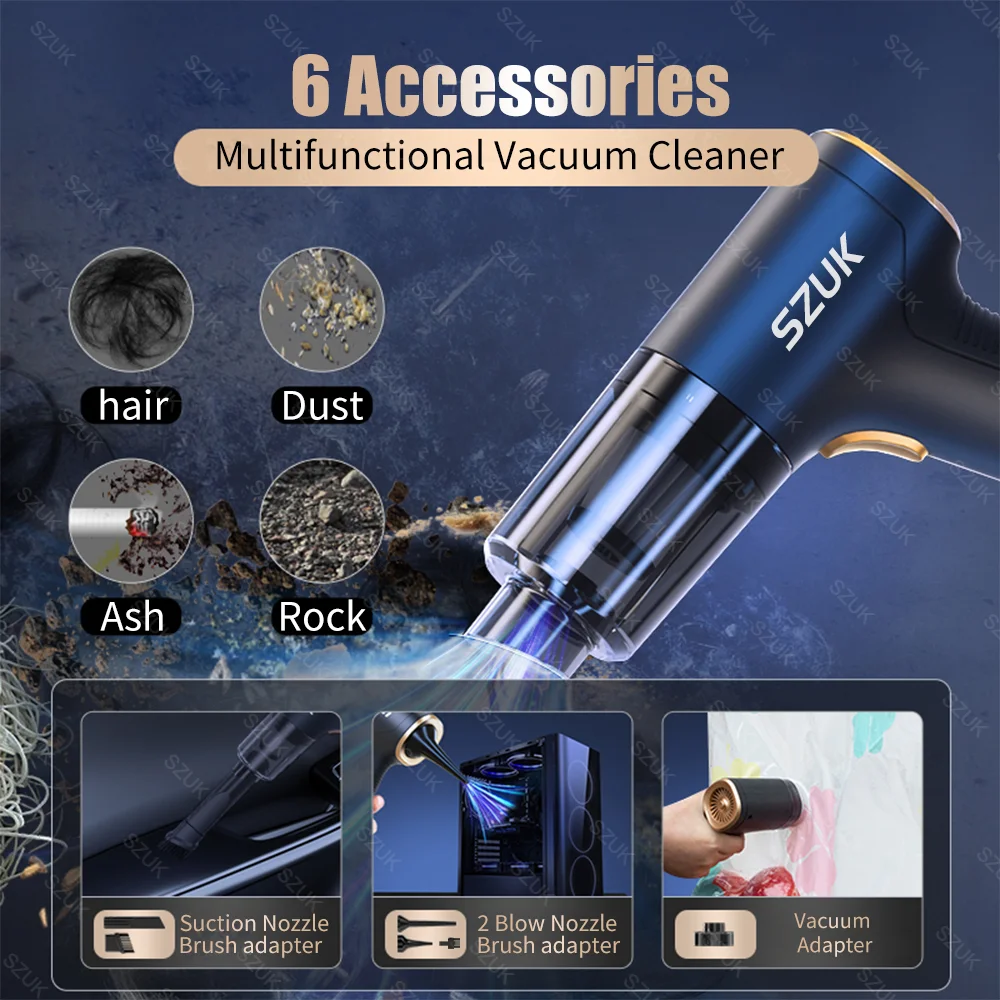 98000PA Car Vacuum Cleaner 1 Powerful Cleaning Machine Car Accessories Wireless Cleaner Appliance Home Auto Robot Strong Suction 98000PA Car Vacuum Cleaner 1 Powerful Cleaning Machine Car Accessories Wireless Cleaner Appliance Home Auto Robot Strong Suction